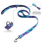 Annchwool No Pull Dog Harness with Padded Handle+5 Ft Leash,Escape Proof and Quick Fit to Adjust Dog Harness,Easy for Training Walking for Small & Medium and Large Dogs(Camo Purple Set,L)
