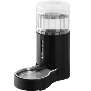 CZPET Dog Water Bowl Dispenser, 8L Automatic Dog and Cat Water Dispenser with Stainless Steel Bowl, Gravity Waterer, Large Capacity, and Quiet Drinking Area for Pets (8L,Black)