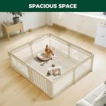 Dog Playpen with Door, Whelping Box/Potty Training for Dogs, 71x59x24 Inch Spacious Safe Play Area, Non-Slip Design Dog Pen Indoor, Beige
