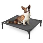 Garnpet Elevated Dog Bed for Medium Dogs, Raised Dog Cot, Heavy Duty Pet Cots with Durable Supportive Teslin Recyclable Washable Mesh, Indoor & Outdoor, Dark Grey, 32" L x 25" W x 7" Th