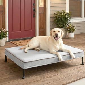 Veehoo Elevated Dog Bed with Waterproof Cushion Mat, Cooling Raised Dog Beds with Padded Top, Washable Outdoor Dog Bed, Orthopedic Pet Cot for Indoor & Outdoor, Large Dog Bed 42" x 30", Dark Grey