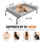 Simple Trending Elevated Dog Bed for Large Dogs, Cooling Raised Dog Cot with Bolsters, Breathable Pet Bed for Outdoor, 47.75" x 31", Grey