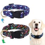 2 Pack Adjustable Dog Collars with Animal Charms