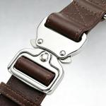 Brown Leather Dog Collar with Quick-Release Buckle