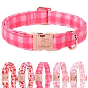 Pink Checkerboard Dog Collar for All Sizes
