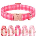 Pink Checkerboard Dog Collar for All Sizes