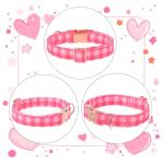 Pink Checkerboard Dog Collar for All Sizes