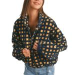 Keeliya Women’s Plaid Sherpa Jacket with Pockets