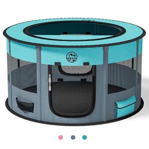 Playpen for Dogs, 44"*44"*24" Large Foldable Pet Play Pens Indoor Outdoor Exercise Pen with Carrying Case Food Bowl for Cat Puppy Rabbit Grey