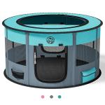 Playpen for Dogs, 44"*44"*24" Large Foldable Pet Play Pens Indoor Outdoor Exercise Pen with Carrying Case Food Bowl for Cat Puppy Rabbit Grey