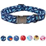 Elegant little tail Dog Collar, Blue Shark Pattern Pet Collar Durable Cute Dog Collars Male or Female Pet Gift Adjustable Dog Collar for Small Dogs