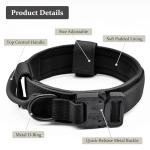 Tactical Dog Collar, Adjustable Military Training Nylon Dog Collar with Control Handle and Heavy Quick-Release Metal Buckle for Small Medium Large Dogs, Black M