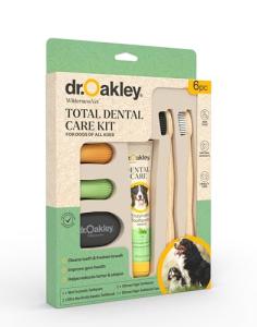 Dr. Oakley Dog Toothpaste and Toothbrush Vet-Grade Enzymatic Minty Fresh Flavor All Natural Total Dental Care Kit for Small Medium or Large Breeds and Cats