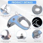 Dog Harness and Leash Set, No Pull Saddle Style Pet Harness, Breathable Mesh Adjustable Reflective Dog Vest for Dogs and Cat Medium Small Harness 2 D-Rings (Blue, M)