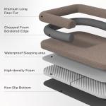 Bedsure Foldable Human Dog Bed - 2 in 1 Flexible Giant Human Dog Bed for Adult People with Supportive Bolster Egg Foam, Waterproof Liner, Calming Fluffy Faux Fur Orthopedic Big Bean Bed, Camel