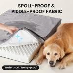 OhGeni Orthopedic Waterproof Dog Bed for Large Dogs, Machine-Washable Removable Cover in Easy-Clean Fabric, High Density Foam & Easy-Carry Handle, Suitable for Crate, 41 inch (Gray)