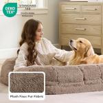 Bedsure Foldable Human Dog Bed - 2 in 1 Flexible Giant Human Dog Bed for Adult People with Supportive Bolster Egg Foam, Waterproof Liner, Calming Fluffy Faux Fur Orthopedic Big Bean Bed, Camel