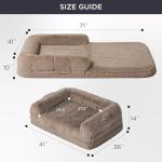 Bedsure Foldable Human Dog Bed - 2 in 1 Flexible Giant Human Dog Bed for Adult People with Supportive Bolster Egg Foam, Waterproof Liner, Calming Fluffy Faux Fur Orthopedic Big Bean Bed, Camel