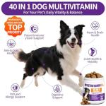 40 in 1 Dog Vitamins and Supplements 200Ct Dog Multivitamin Chewable, Immunity Support Multivitamin Vitamins with Turkey Tail Mushroom, Skin & Coat, Mobility, Gut & Heart Health, Hip & Joint Support