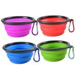 Collapsible Dog Bowls - 4 Pack, Portable Travel Water and Food Bowl with Carabiner Clip for Dogs and Cats - Ideal for Walking, Traveling, and Hiking