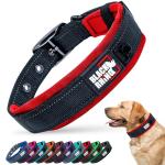 Black Rhino Large Dog Collar - Heavy Duty Adjustable Tactical Dog Collar with Reflective Stitching - 19"-23" Ultra-Soft Neoprene Padded and Weatherproof - Comfortable for Active Dogs - Red and Black