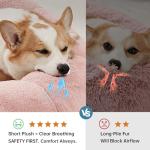 OhGeni 31 inches Calming Donut Orthopedic Dog & Cat Bed for Medium Pets, Warming Comfort Fluffy Short Pile Fur, Durable Waterproof Machine Washable Removable Cover, Cute Round Bed for Puppy, Pink