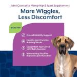 NaturVet Hemp Joint Health, Joint Care Support Supplement for Dogs, Soft Chews, 60ct Made in The USA