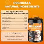 Zozdal Joint Supplement for Dogs, 180 Chicken Flavor Chews, Glucosamine Chondroitin with MSM, Turmeric & Green Lipped Mussel, for Large Breed & Senior Dogs, Hip & Joint Pain Relief and Health Support