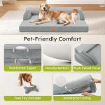 CWAWZ XL Orthopedic Dog Bed, Extra Large Dog Bed, Dual-Sided Pet Cooling Beds with Memory Foam Washable Cover Nonslip Bottom, Waterproof XLarge Pet Couch Beds with Bolsters, Light Grey