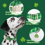 Maca Bates St. Patricks Dog Collar with Clover Charm,Irish Green Plaid Pattern for Medium Girl Boy Dogs, Adjustable Durable Soft Gingham Collars St Patrick Gift for Male Female Puppy