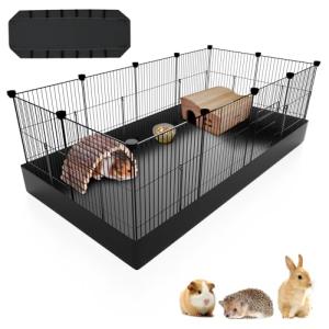 PAWING 12 Panels Small Animal Playpen with Waterproof Mat - Durable Metal Wire Yard Fence for Guinea Pigs, Kittens, Puppies, Hamsters, and Hedgehogs - Indoor & Outdoor Pet Cage