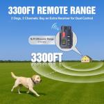 Dog Shock Collar with Remote – 3300ft Range, Waterproof & Rechargeable, Adjustable Beep, Shock, Vibration & Ultrasonic Modes, Dog Training Collar for Obedience & Behavior Control, Navy Blue