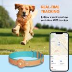 2-in-1 GPS Tracker for Dogs: Smart Collar with Real-Time Location, No Monthly Fee, Unlimited Range (iOS Only) GPS Tracker Dog Collar- Ideal for Small, Medium Large Dogs(Tracker Included) (Brown)
