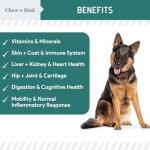 Dog Multivitamin Chewable - Chew + Heal 12-in-1, 60 Ct, Puppy & Senior Dog Vitamins & Supplements for Hip & Joint, Skin & Coat, Immune Support with Glucosamine, Omega 3,6,9, Probiotics, Chicken Flavor