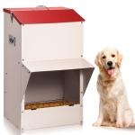 Hxgexin Outdoor Gravity Dog Feeder, 50 lb Large Capacity Automatic Dog Food Dispenser, Heavy Steel Weather-Resistant Pet Feeder with Clear Viewing Door, Wall or Ground Mount for Large Dogs