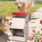 Hxgexin Outdoor Gravity Dog Feeder, 50 lb Large Capacity Automatic Dog Food Dispenser, Heavy Steel Weather-Resistant Pet Feeder with Clear Viewing Door, Wall or Ground Mount for Large Dogs