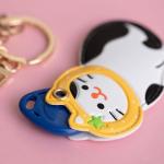 MC Fashion PU Leather Keychain Holder Compatible with AirTag, Cute Pet Cat and Dog GPS Tracker Case Charm Key Ring (Calico Cat)