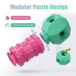 PurazQyn Dog Chew Toys, Durable Rubber Treat Toy for Aggressive Chewers, Interactive Treat Dispensing Puzzle Toys, Connectable Maze Combo Dog Toy Set for Small Medium Large Dogs