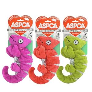ASPCA Crinkle Chameleon Dog Toy – Squeaky, Stuffing-Free Plush with Crinkle Body for Interactive Play, Durable & Mess-Free Fun