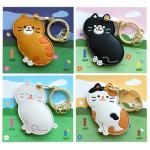 MC Fashion PU Leather Keychain Holder Compatible with AirTag, Cute Pet Cat and Dog GPS Tracker Case Charm Key Ring (Calico Cat)