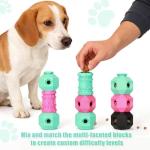 PurazQyn Dog Chew Toys, Durable Rubber Treat Toy for Aggressive Chewers, Interactive Treat Dispensing Puzzle Toys, Connectable Maze Combo Dog Toy Set for Small Medium Large Dogs