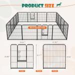 NEWBULIG Dog Playpen Indoors 32 Inch 16 Panels for Small and Medium Dogs Portable and Foldable Pet Fence with Door Heavy Duty Metal Dog Exercise Play Pen for Outdoor Yard