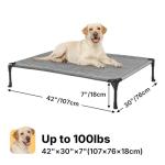 Veehoo Outdoor Elevated Dog Bed Large Sized Dogs, Large Cooling Raised Dog Cots Beds Training Platform Off Ground Hammock with Breathable Mesh, No-Slip Feet, 42"x30", Black Silver
