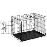Sweetcrispy 30 Inch Single Door Dog Crate, Metal Pet Kennel with Secure Lock, Foldable Design, Removable Tray for Easy Cleaning, Portable Puppy Cage for Small Dogs, Ideal for Training & Travel