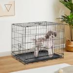 Sweetcrispy 30 Inch Single Door Dog Crate, Metal Pet Kennel with Secure Lock, Foldable Design, Removable Tray for Easy Cleaning, Portable Puppy Cage for Small Dogs, Ideal for Training & Travel