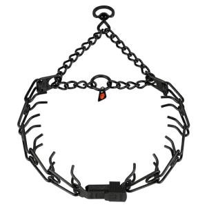 Herm Sprenger Black Stainless Steel Dog Collar with Centered Quick Release ClicLock Buckle Training Pinch Collar for Small Medium Large Dogs Made in Germany (25in x 3.2mm(Neck Size up to19-20in))