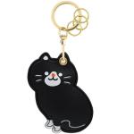 MC Fashion PU Leather Keychain Holder Compatible with AirTag, Cute Pet Cat and Dog GPS Tracker Case Charm Key Ring (Black Cat)