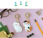 MC Fashion PU Leather Keychain Holder Compatible with AirTag, Cute Pet Cat and Dog GPS Tracker Case Charm Key Ring (Black Cat)