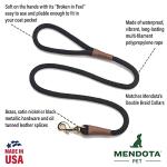 Mendota Pet Snap Leash - British-Style Braided Dog Lead, Made in The USA - Black Ice Turquoise, 3/8 in x 6 ft - for Small/Medium Breeds