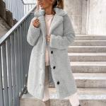 Carydety Sherpa Fleece Jacket Women Winter Coats Thicken Faux Fur Shearling Coat Fuzzy Warm Jackets Collared Coat with Pocket